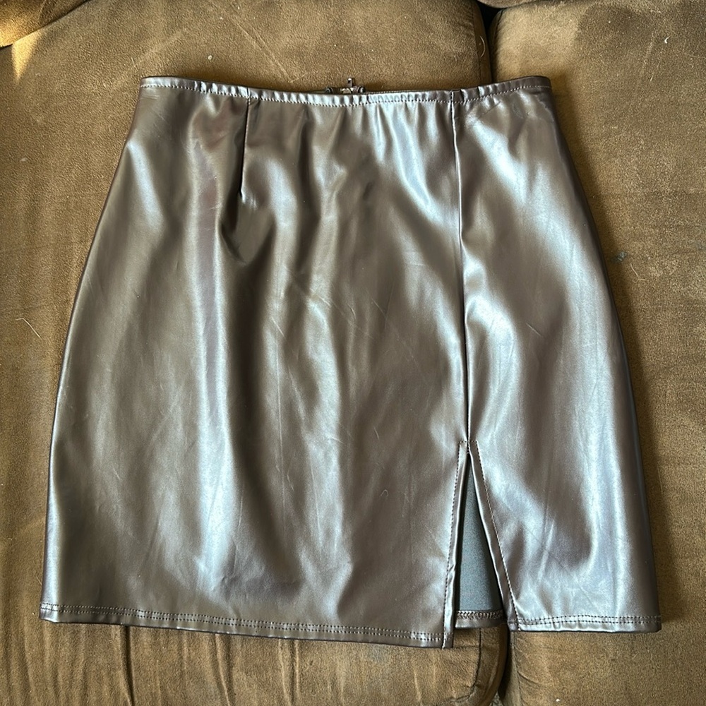 Brown Leather Windsor skirt